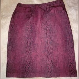 NYCO Burgundy Snake Print Pencil Skirt Sz 6